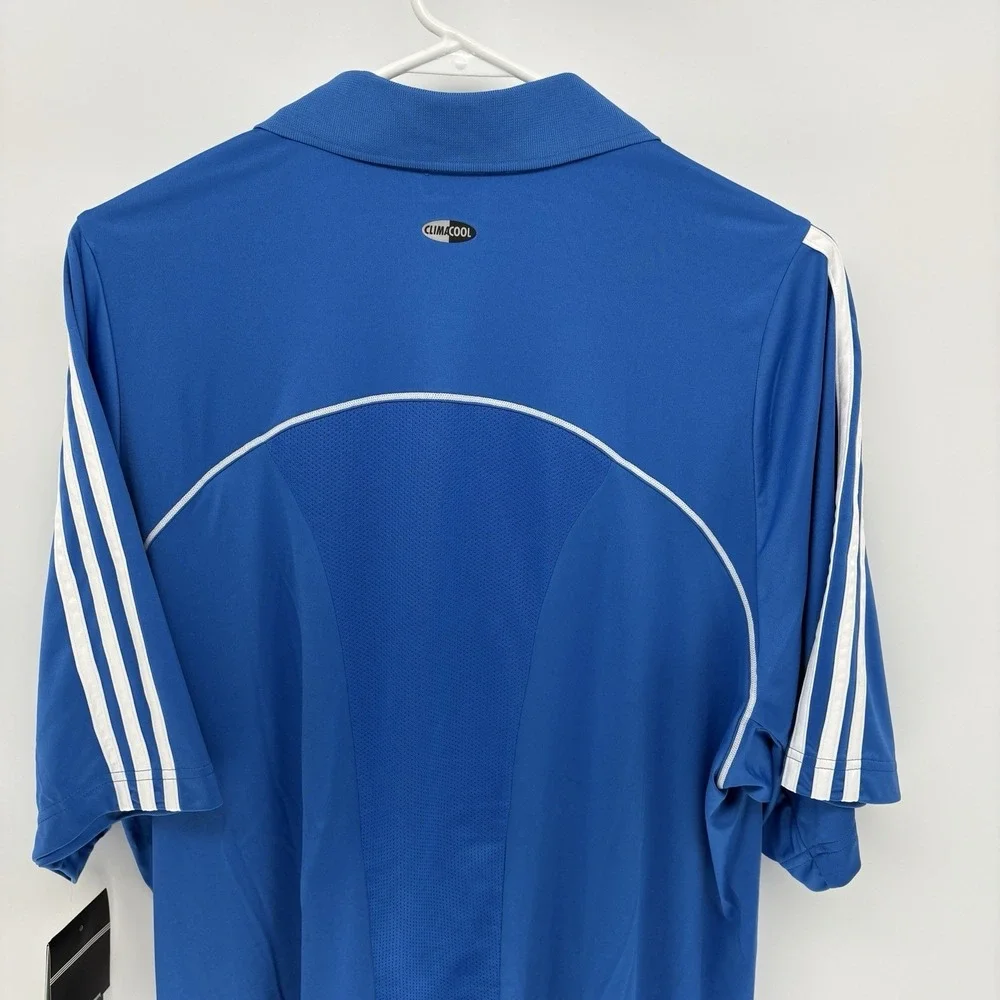 Adidas Clima Cool 365 Blue Polo Shirt‎ Athletic Performance Stripes Men  L
